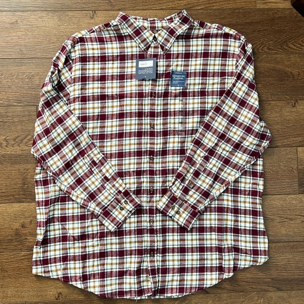 NWT Croft & Barrow Long Sleeve Plaid Flannel Button Down Shirt - Men’s 2XB